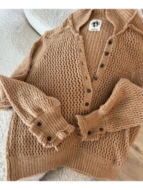 Free People We the Free Snow Drift Tan Pullover Sweater M